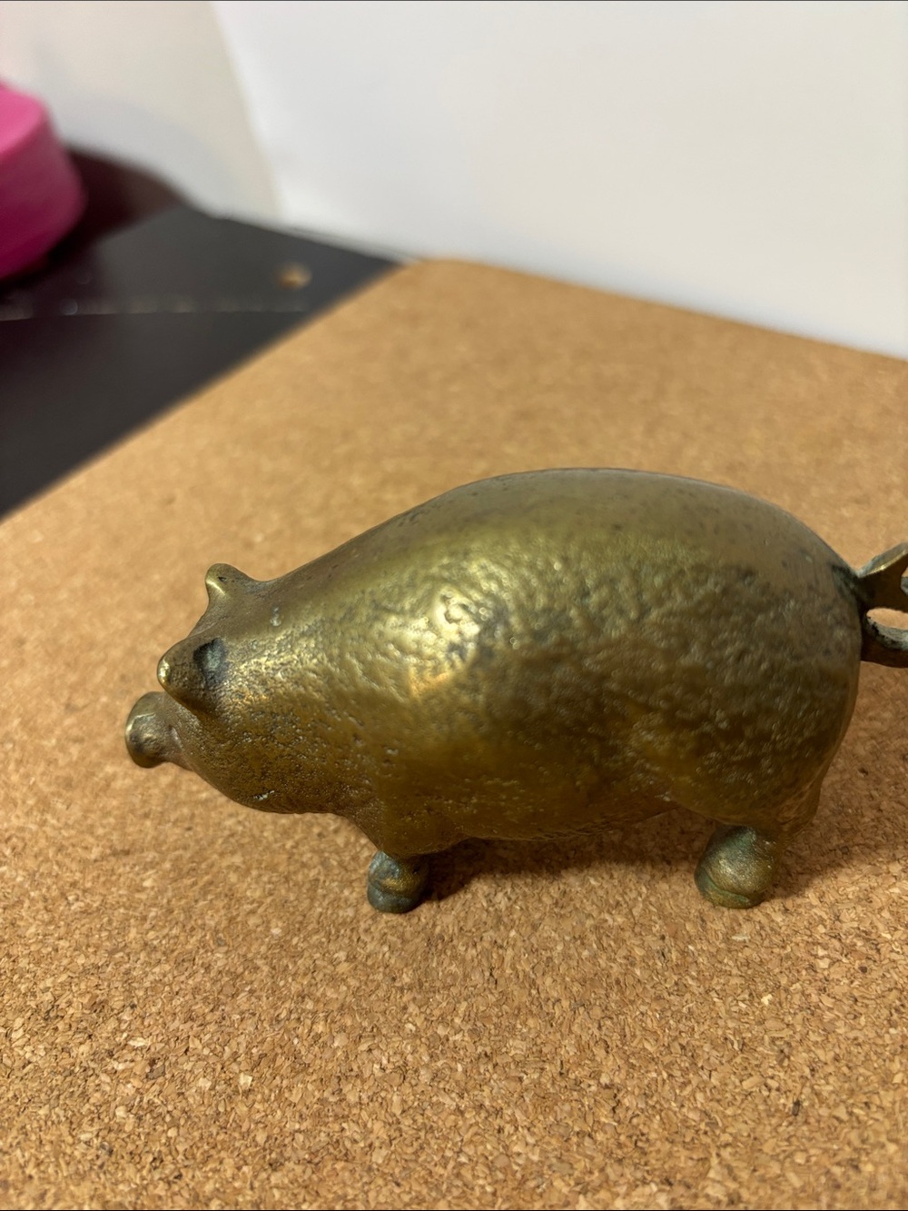 Vintage Brass Pig Figurine Home Accent - Gold Tone 4x2.5” - Picture 5 of 5
